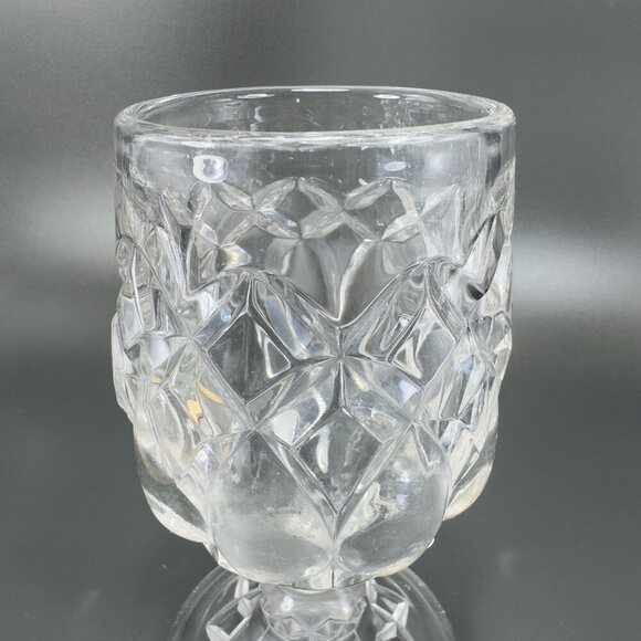 Antique Adams Glass Co Jacobs Tears Clear Goblets Cups Set 2 Manganese 365nm UV - Picture 12 of 15